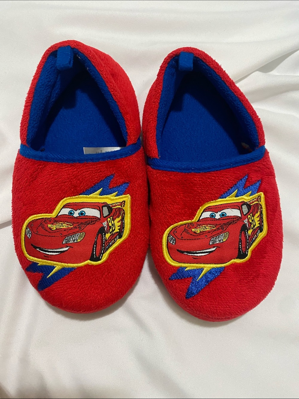 Disney Pixar Cars Lightning McQueen Plush House Slippers Red Boy Youth 11/12